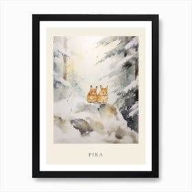 Winter Watercolour Pika 3 Poster Art Print