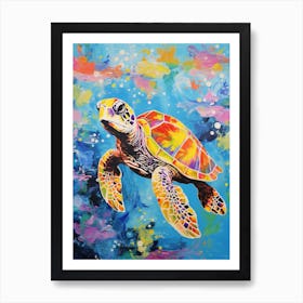 Brushstroke Sea Turtle With Coral 1 Art Print