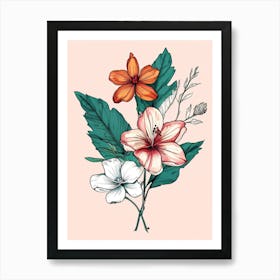 Hibiscus Flowers 1 Art Print