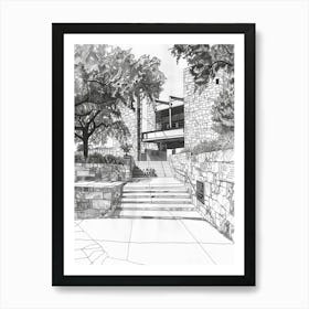 The Bullock Texas State History Museum Austin Texas Black And White Drawing 1 Art Print