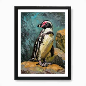 African Penguin Cooper Bay Oil Painting 4 Art Print