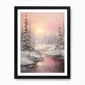 Dreamy Winter Painting Lapland Finland 2 Art Print