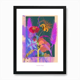 Fountain Grass 1 Neon Flower Collage Poster Art Print