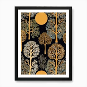 William Morris Style Trees In The Forest Art Print