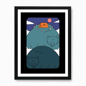 Bears Camping Art Print