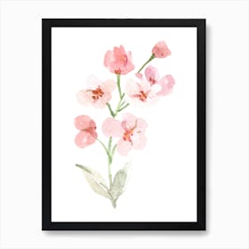 Pink Flowers Watercolor Painting Art Print