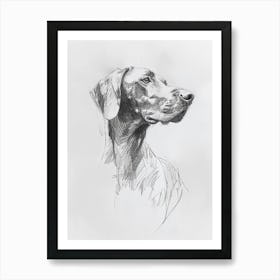 Redbone Hound Dog Charcoal Line 3 Art Print