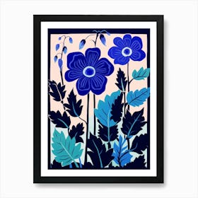 Blue Flower Illustration Canterbury Bells 2 Art Print