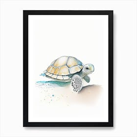Hatching Sea Turtle, Sea Turtle Pencil Illustration 1 Art Print