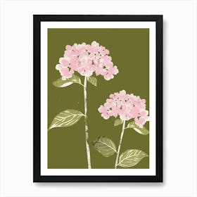 Pink & Green Hydrangea 1 Art Print