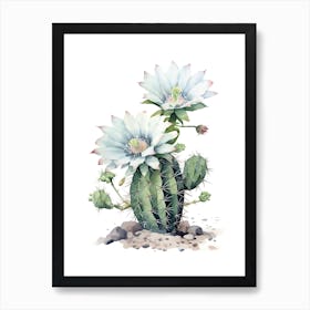 Chamaecereus Silvestrii Cactus Watercolour Drawing 2 Art Print