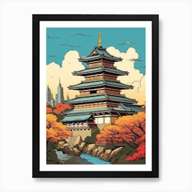 Osaka Castle, Japan Vintage Travel Art 1 Art Print