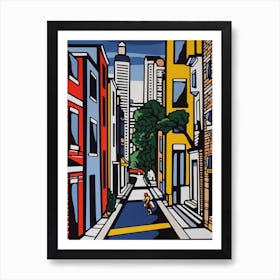 Painting Of Sydney With A Cat In The Style Of Pop Art, Illustration Style 4 Art Print