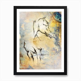 Horse Drawing Art Illustration In A Photomontage Style 16 Art Print