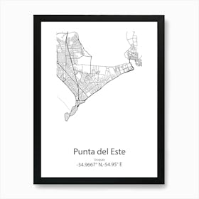 Punta Del Este,Uruguay Minimalist Map Art Print