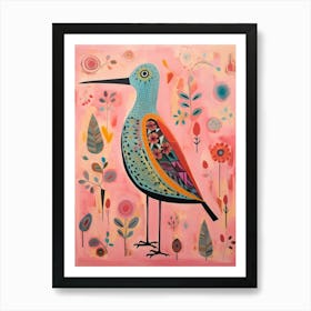 Pink Scandi Dunlin 1 Art Print