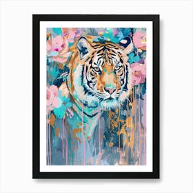 Tiger With Flowers 6 Art Print