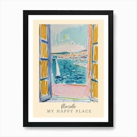My Happy Place Marseille 3 Travel Poster Art Print