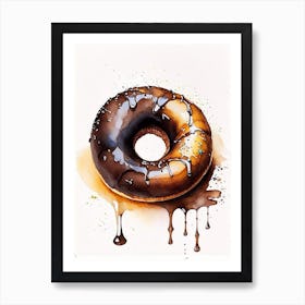 Chocolate Donut Cute Neon 3 Art Print