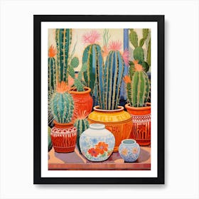 Cactus Painting Maximalist Still Life Barrel Cactus 2 Art Print