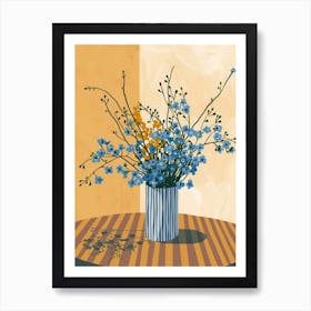 Forget Me Not Flowers On A Table   Contemporary Illustration 3 Art Print
