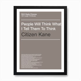 Citizen Kane, 1941, Minimal, Movie, Film, Art, Wall Print Poster