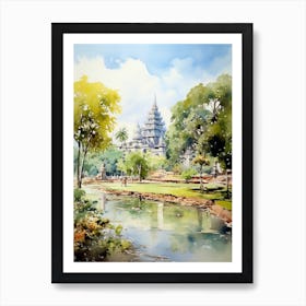 Suan Nong Nooch Garden Thailand Watercolour 3 Art Print