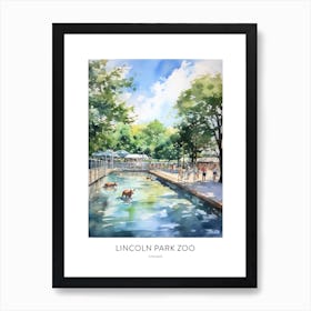 Lincoln Park Zoo Chicago Watercolour Travel Poster Art Print