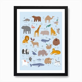 Animal Alphabet Blue Art Print