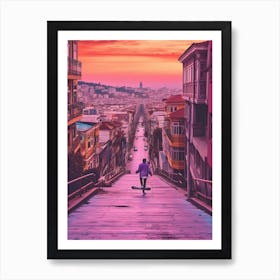 Skateboarding In Istanbul, Turkey Futuristic 2 Art Print