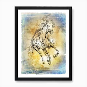 Horse Drawing Art Illustration In A Photomontage Style 61 Art Print