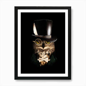 Owl In Top Hat Art Print