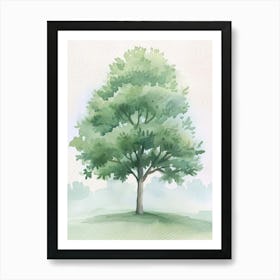 Paulownia Tree Atmospheric Watercolour Painting 1 Art Print