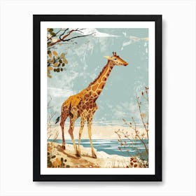 Giraffe By The Water 4 Art Print