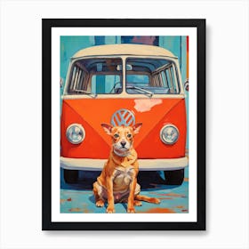 Volkswagen Type 2 Vintage Car With A Dog, Matisse Style Painting 2 Art Print