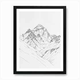 Nanga Parbat Pakistan Line Drawing 4 Art Print