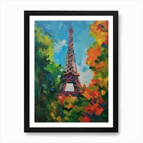 Eiffel Tower Paris France David Hockney Style 15 Art Print