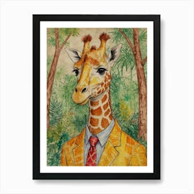 Giraffe In Suit 4 Art Print