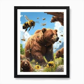 Halictidae Bee Storybook Illustration 3 Art Print