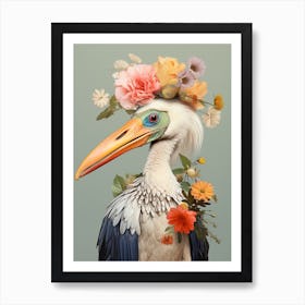 Bird With A Flower Crown Stork 3 Art Print