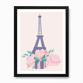 Eiffel Tour And Peonies Art Print