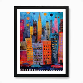 Kitsch Colourful New York Painting 4 Art Print
