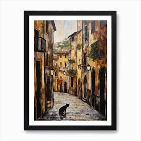Painting Of Florence With A Cat In The Style Of Gustav Klimt 3 Art Print
