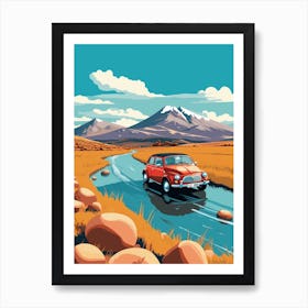 A Fiat 500 In The Andean Crossing Patagonia Illustration 3 Art Print