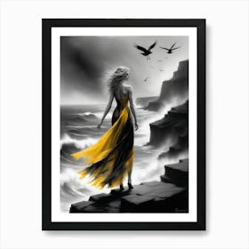 Girl In A Yellow Dress 2 Art Print