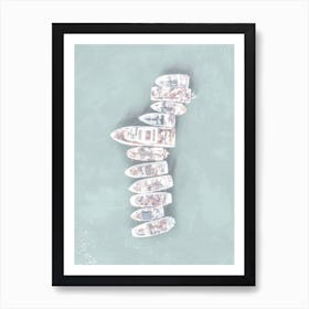 Boats In Ocean Art Print