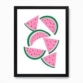 Watermelon Slices Pattern Pink Art Print