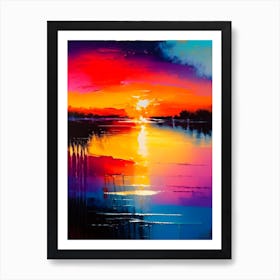 Sunrise Over Lake Waterscape Bright Abstract 1 Art Print