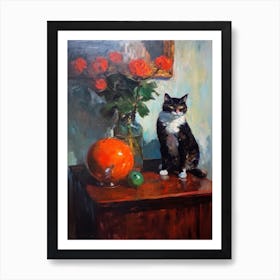 Amaryllis With A Cat 3 Art Print