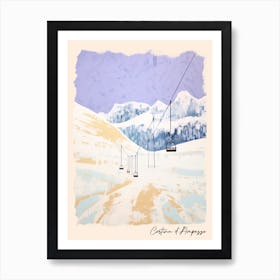 Poster Of Cortina D Ampezzo   Italy, Ski Resort Pastel Colours Illustration 1 Art Print